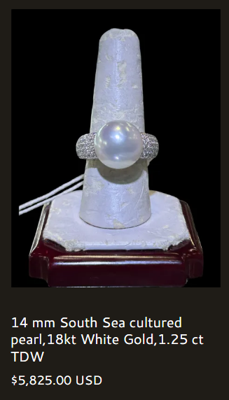 14mm South Sea Cultured Pearl, 18kt White Gold