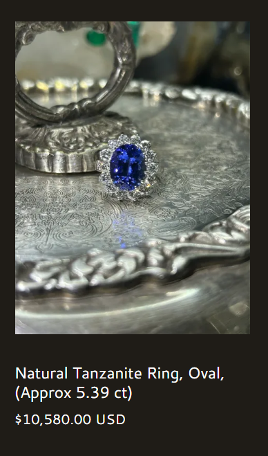 Natural Tanzanite Ring, Oval