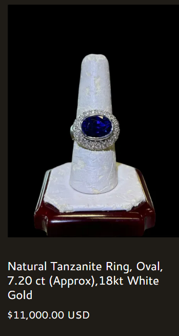 Natural Tanzanite Ring, Oval