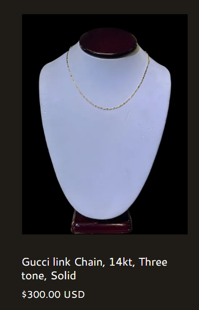 Gucci Link Chain, 14kt Three Tone, Solid