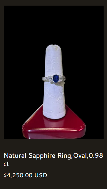 Natural Sapphire Ring, Oval