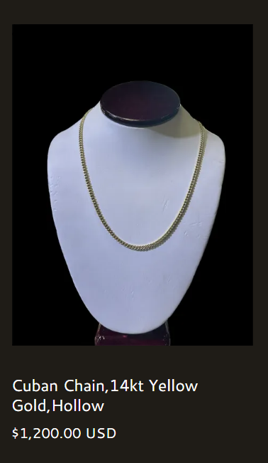 Cuban Chain, 14kt Yellow Gold, Hollow