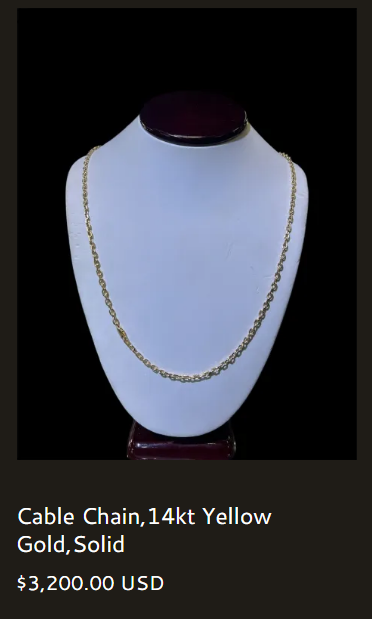 Cable Chain, 14kt Yellow Gold, Solid