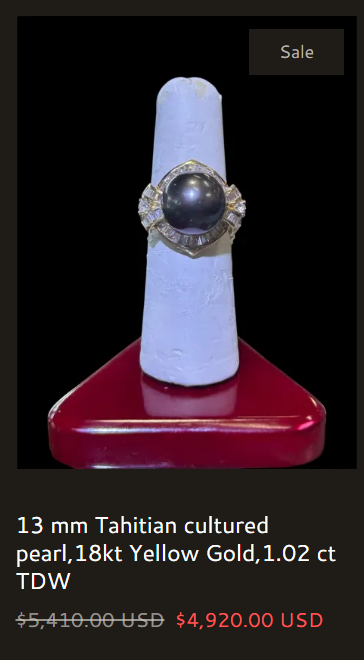 13mm Tahitian Cultured Pearl, 18kt Yellow Gold