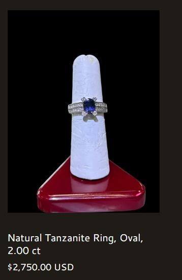 Natural Tanzanite Ring, Oval