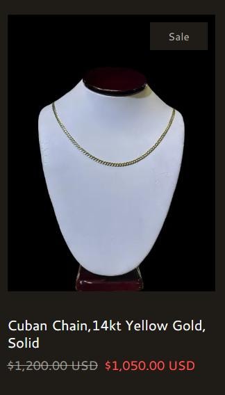 Cuban Chain, 14kt Yellow Gold, Solid