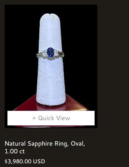 Natural Sapphire Ring, Oval